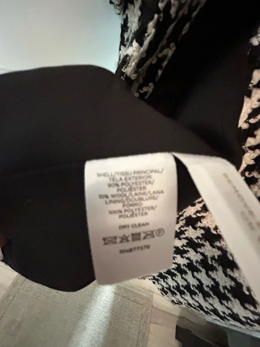 Ann Taylor Black & White Houndstooth long coat - Picture 7 of 8